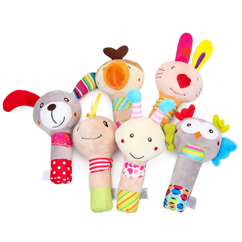 Детские игрушки погремушки мобильные милые плюшевые животные пищалка бар детские игрушки ручной плюшевая кукла для детей оптовая продажа
