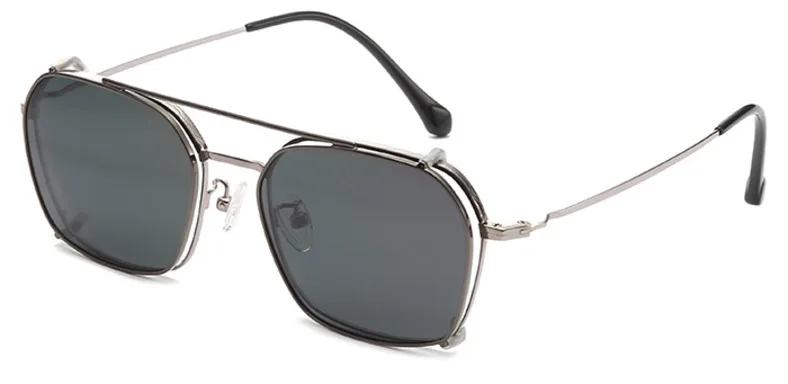 Модный поляризованный набор солнцезащитных очков на клипсах, очки для близоруких, дальнозоркости, астигматизма, оправы, очки для вождения - Цвет линз: Silver rim - clip on
