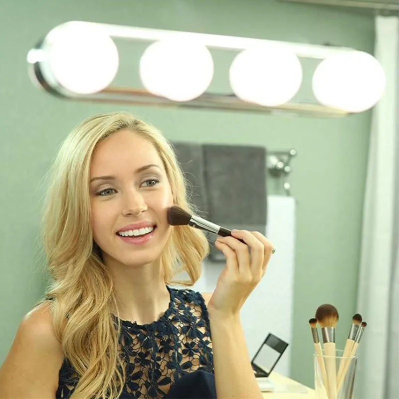  Studio Glow 4 LED Bulbs Make Up Light Super Bright Portable Cosmetic Mirror Light Kit Battery Power - 32890682073