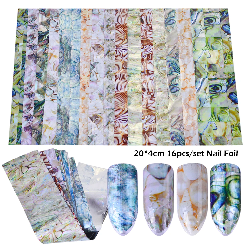 

16pcs Marble Design Nail Art Transfer Sticker Foil Full Wrap Tip Set DIY Craft Decals Manicure Nail Decoration Tools SA492