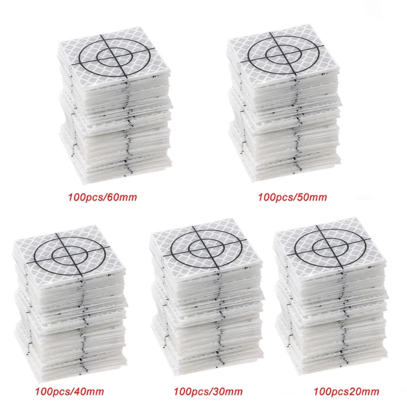 

100 Pcs Reflector Sheet Reflective Tape Target Total Station 20/30/40/50/60mm #Sep.10