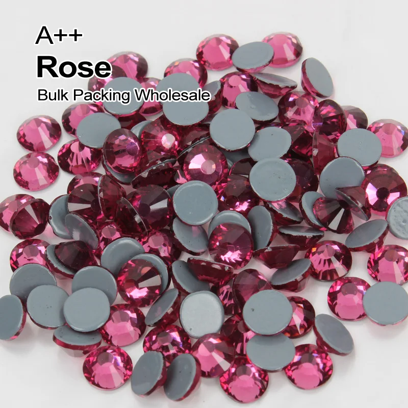 

High quality AAA Hotfix Rhinestones Rose stone SS6 SS10 SS16 SS20 SS30 Bulk Packing Wholesale