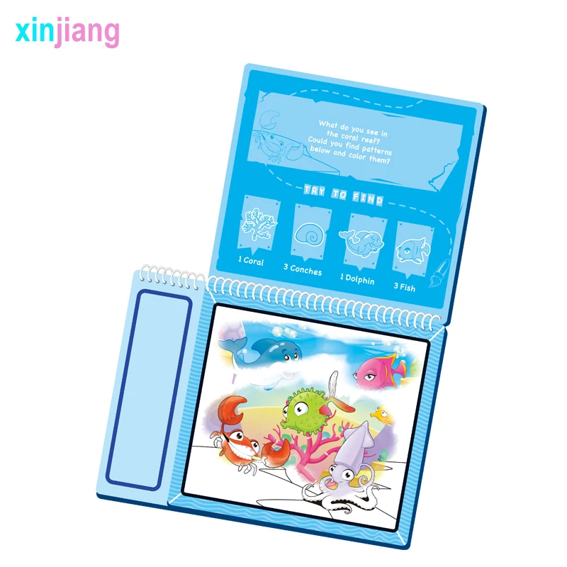 

Marine Life Water Coloring Book & 1 Magic Pen Reusable Drawing Board Water Doodle Mat Early Educational Toys for Kids }