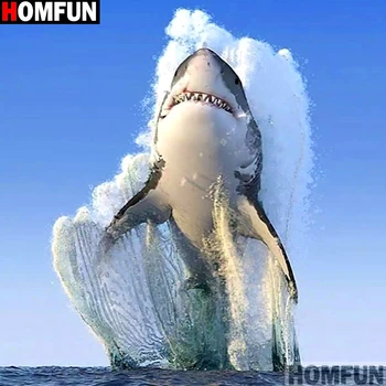 

HOMFUN Full Square/Round Drill 5D DIY Diamond Painting "Animal shark" 3D Embroidery Cross Stitch 5D Home Decor A13977