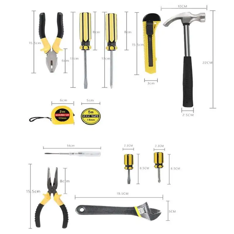 13 шт./компл. ручной набор инструментов отверток + нож + плоскогубцы + инструментальная коробка + Цифровая ручка с пластиковым ящик для