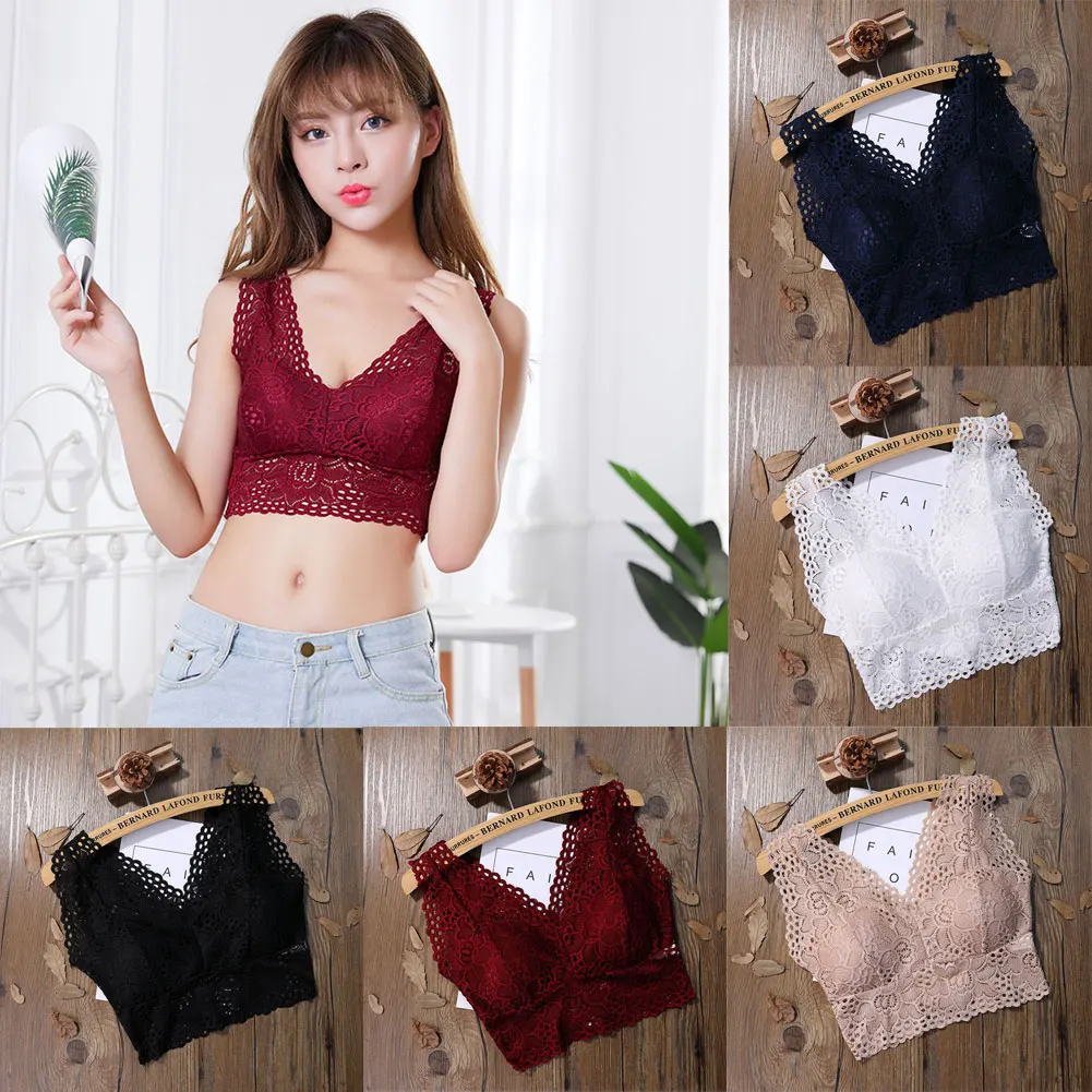 Женский укороченный Топ Цветочный жгут v-образным вырезом полые Bralet Кружева трубки Топы