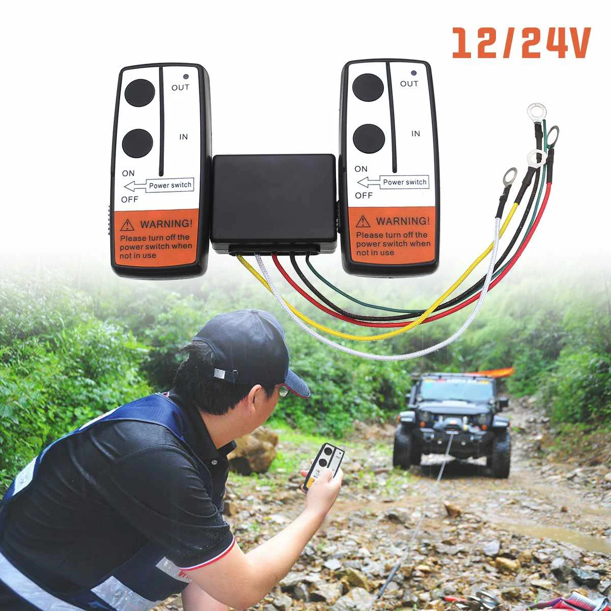 

12V 24V Electric Wireless Winch 2 Remote Control Twin Handset Anti-interference Car Remote Controls