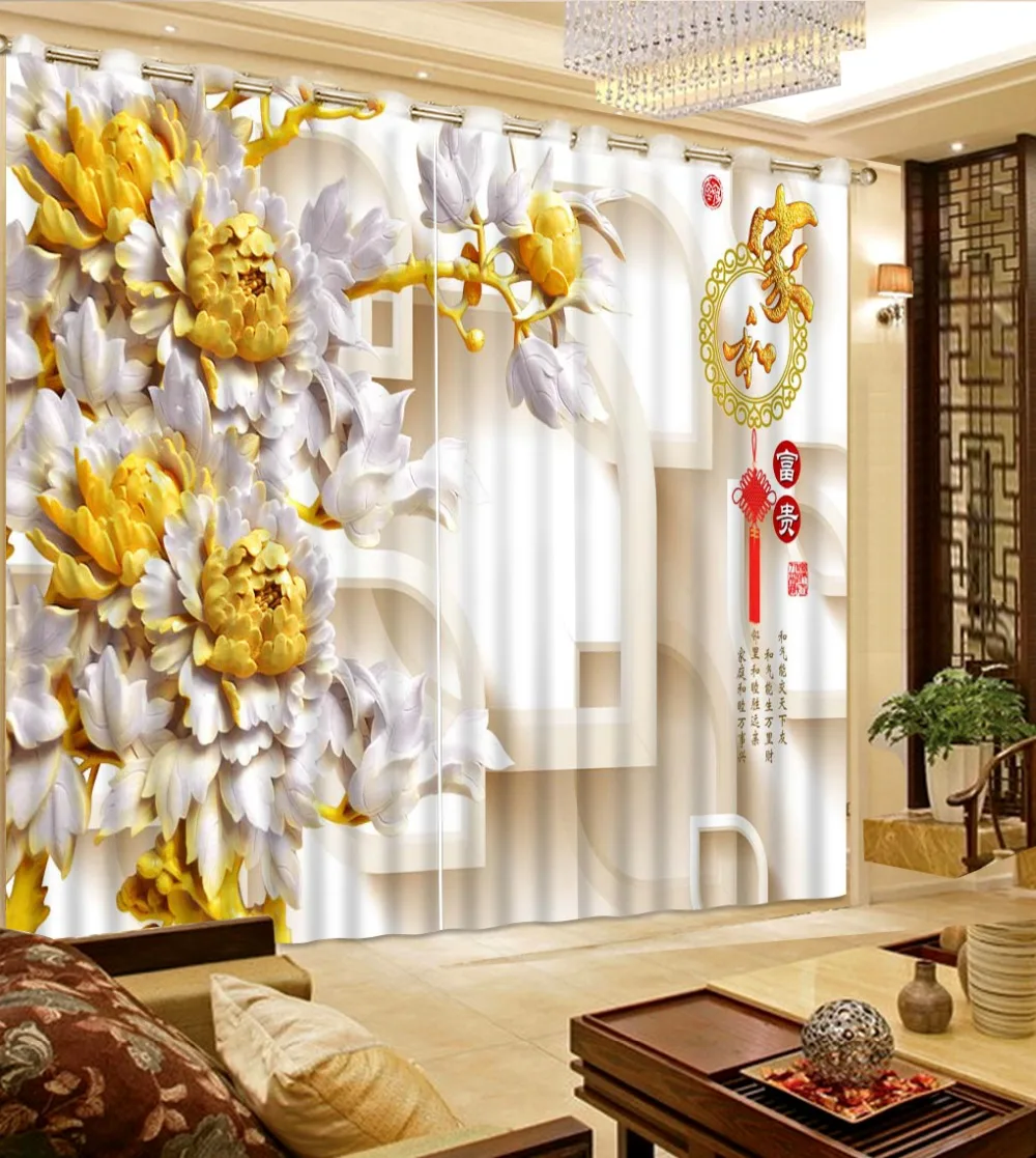 

NoEnName_Null High Quality 3D Printing Curtains Luxury 3D Window Curtains Bedroom Living Room Printing Curtains CL-DLM341