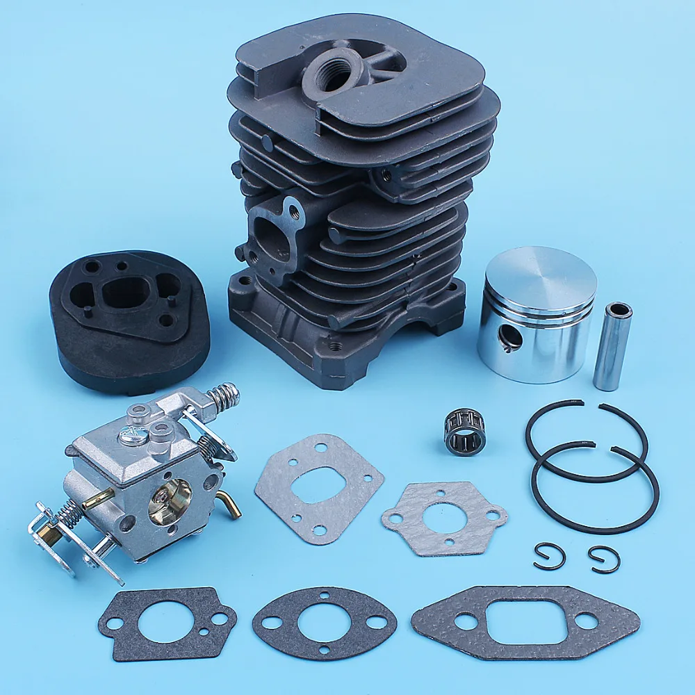 Cylinder Piston Carburetor Carb Gasket Kit For Partner 350 351 370 371 420 390 391 Formula 5000 Chainsaw 41mm Nikasil Plated 3