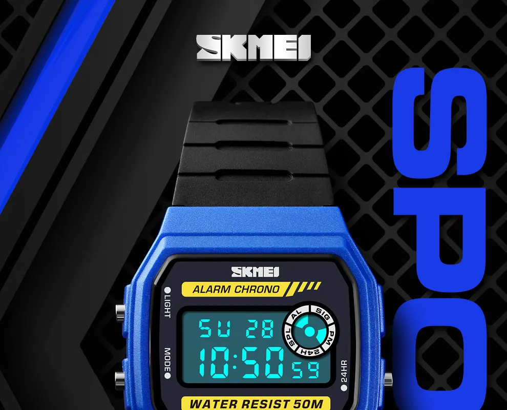 SKMEI 1413 Women Sport Watch Lover Couple Wristwatch Stopwatch Alarm Digital Watch Waterproof PU Strap Watch