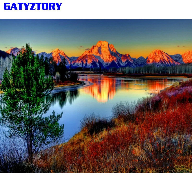 GATYZTORY бескаркасная горная роспись по номерам пейзаж настенное искусство картина