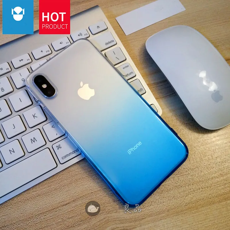 Cute Gradient Color transparent Phone Case for iPhone 6 6s 7 8 Plus 5 S 5S SE X XS Ultra Thin TPU Clear Soft Silicone Back Cover |