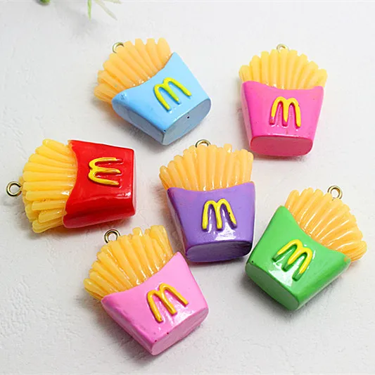 

30pcs Mix Colors New Cute 3D Resin French Fries Simulation Food Miniature Crafts DIY Decroation
