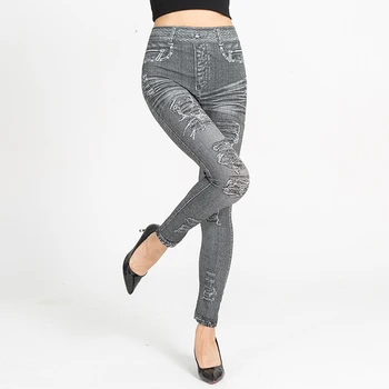 

Retro Women Hip-lifting Leggings Imitation Cowboy Lift Skinny Casual Leggings High Elastic Push Up Slim Sexy Women Leggings