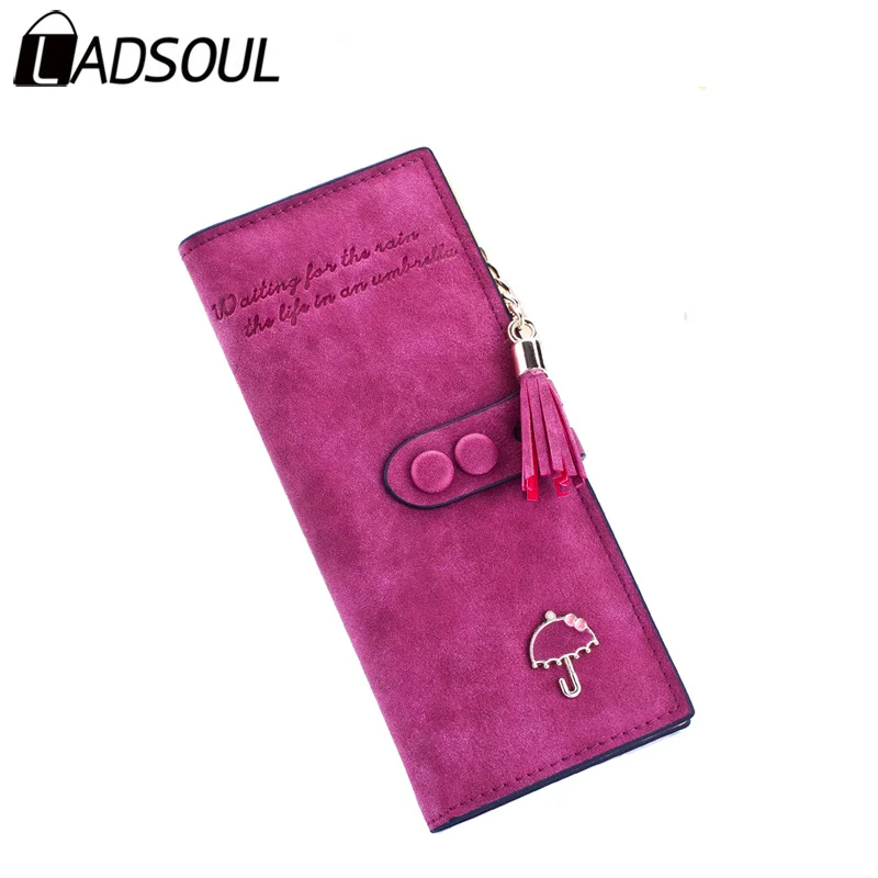 

LADSOUL Bag Wallet PU Leather Wallet Women Female Cards Letter Tassel Bag Bags For Women Lady Umbrella Zipper Long Purse A4353/h