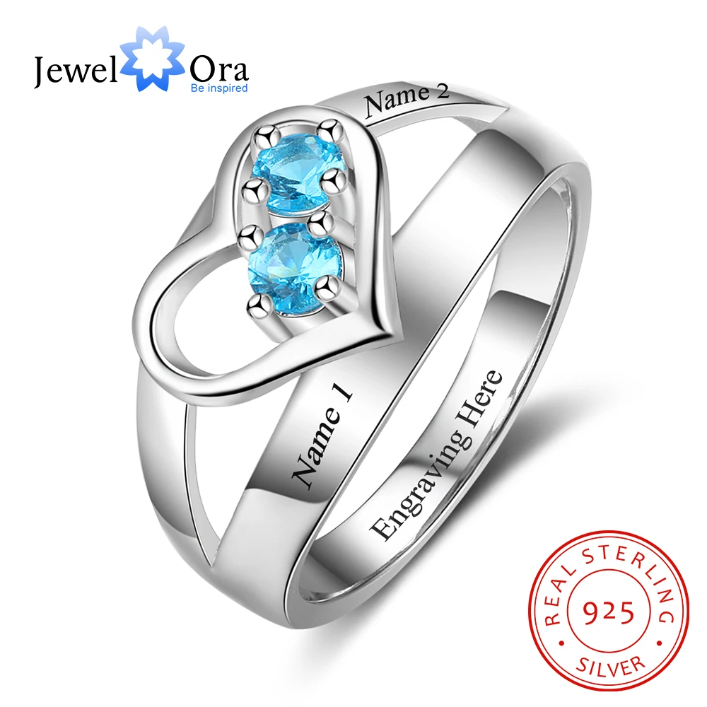 Heart Shape Personalized Gift For Her Custom Engrave Names & Birthstone