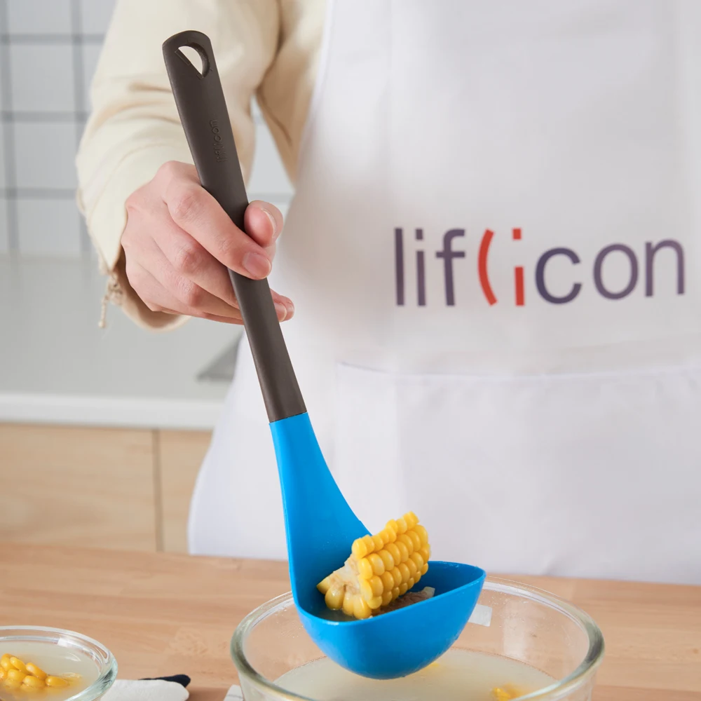 Liflicon силиконовый ковш для супа с высокой термостойкостью, анти-горячие ковши, антипригарные кухонные инструменты для приготовления пищи, не вредят кастрюлям и кастрюлям