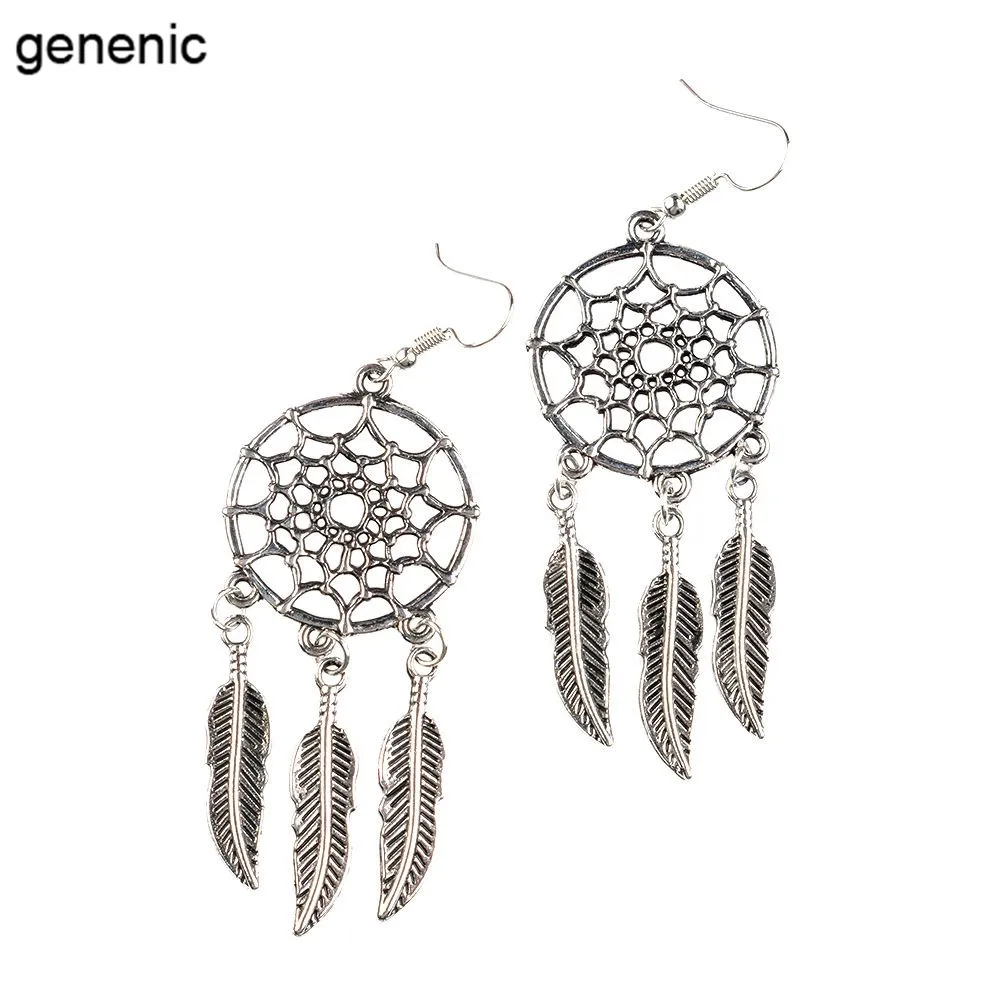 

Feather Tassel Dangle Dream Catcher Bohemian Drop Dangle Earrings Feather Jewelry Women Retro Charm Women Hunter Substance