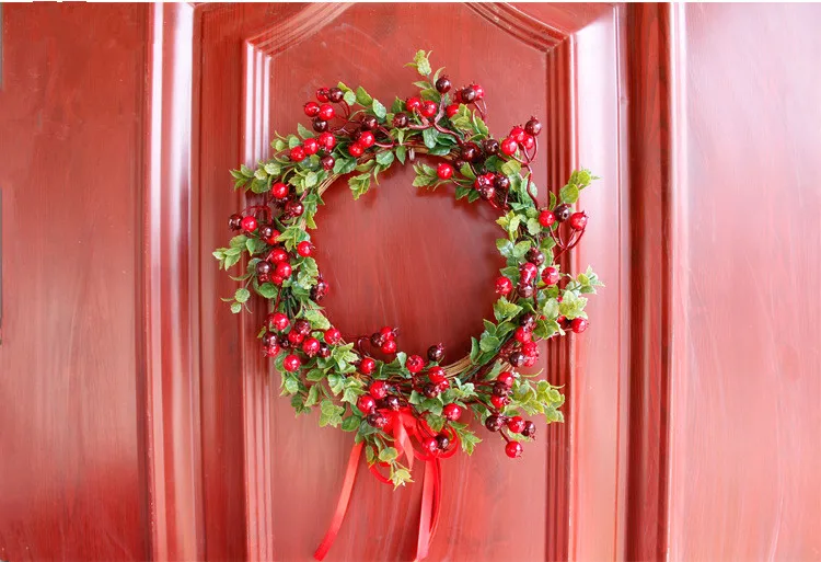 Flone Artificial Berry Wreath Christmas Wreath Simulation Wreath Garland For Christmas Home Door Hanging Decoration Wreath (3)