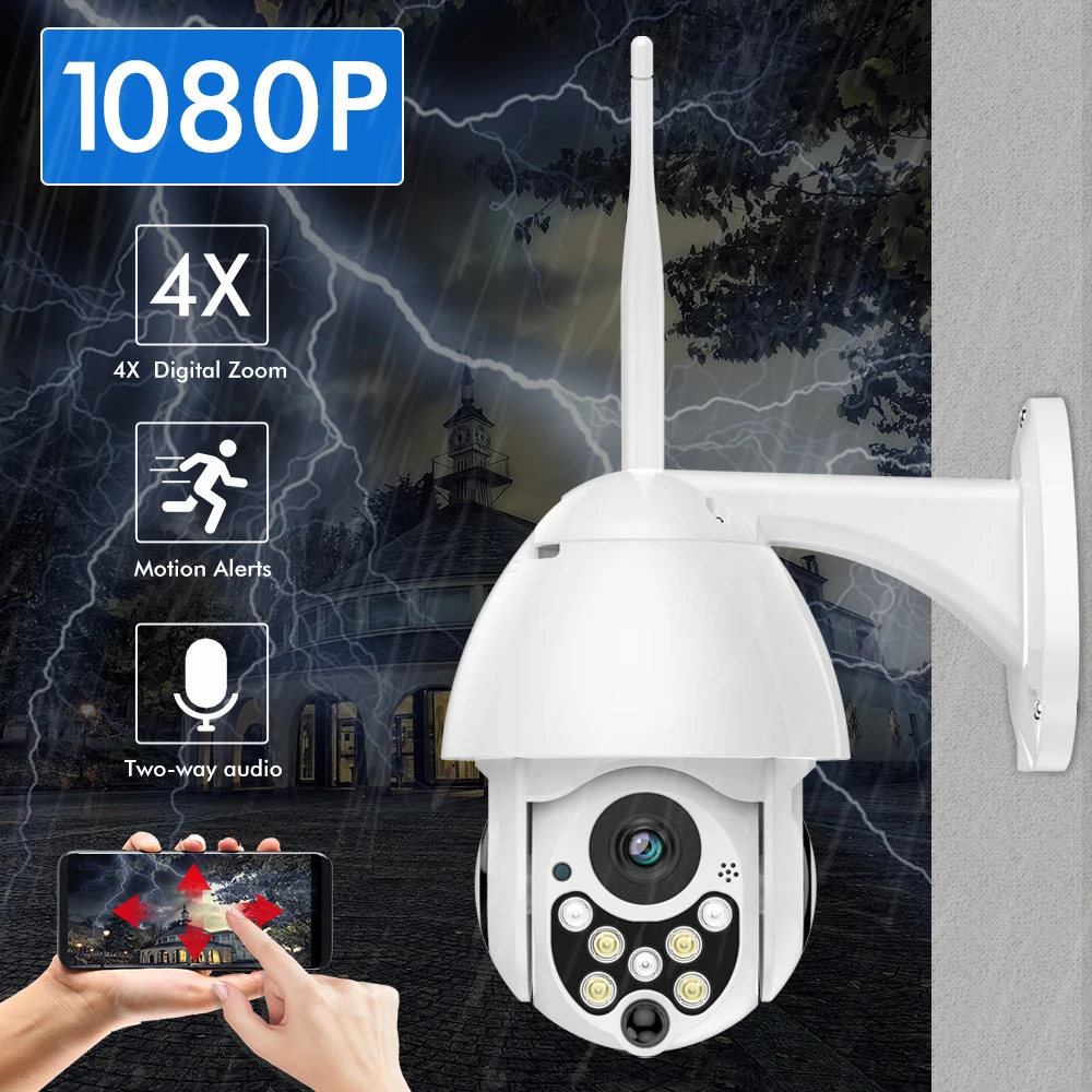SDETER 1080P 2 МП Беспроводная IP камера Wifi скоростная купольная PTZ наружная IP66 Onvif