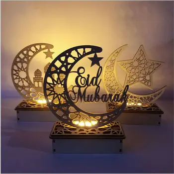 

2019 Newest Hot Wooden Eid Mubarak Ramadan Ornament Muslim Islamic Gift DIY Hanging Pendant Decor Party Favors