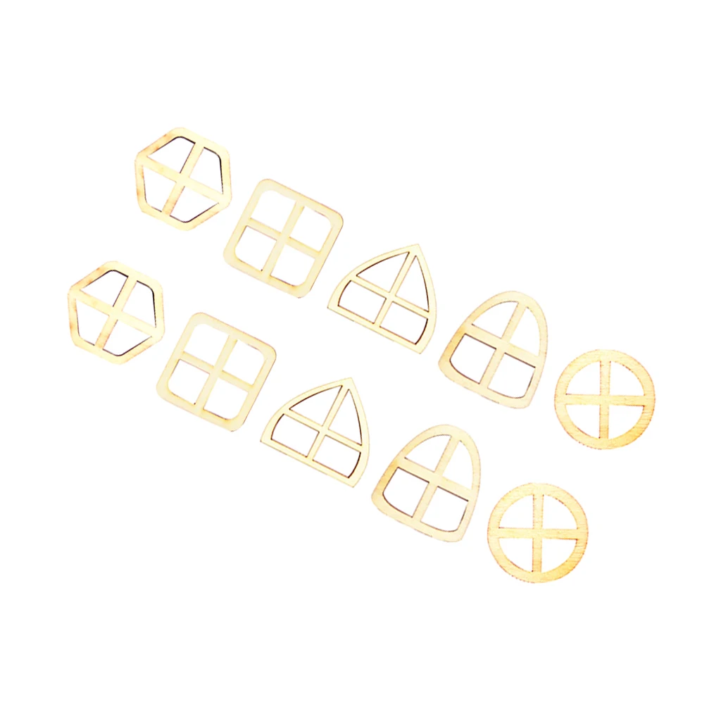5 Sets Blank Mixed Shape Wooden Fairy Windows Fairy Door Accessories DIY Craft
