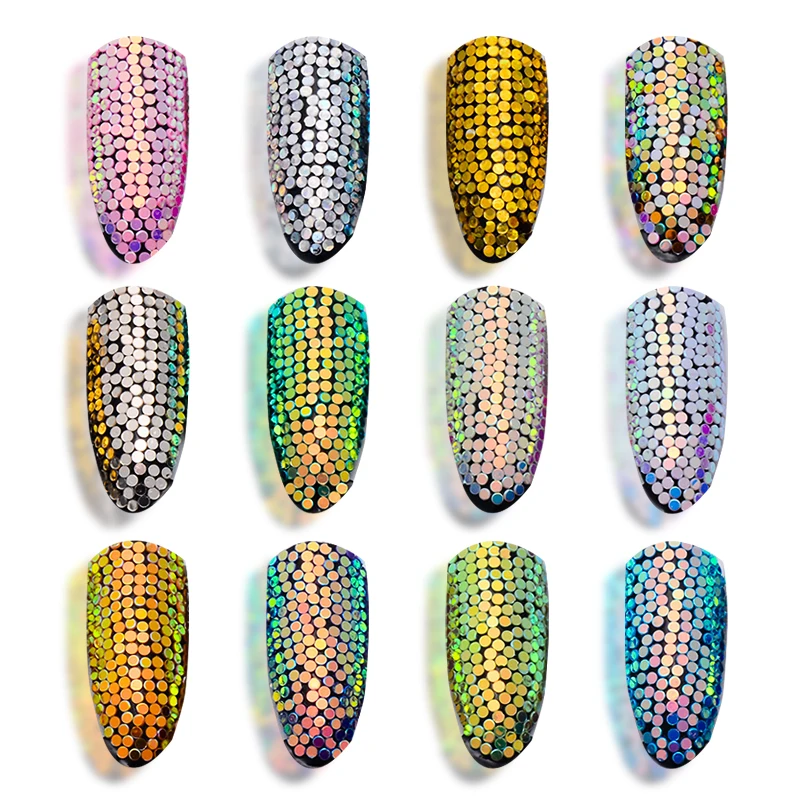 

Mtssii Little Round Nail Art Sequin Shiny Nail Flake Symphony Nail Glitter Flake UV Nail Design Accessories For a Manicure 1 PC