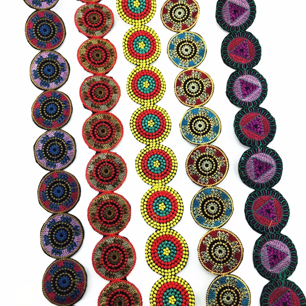 

1Yard Width 4.7CM Round Embroidered Lace Trim For Suitcase Clothing Boho Ethnic Lace Accessories DIY Sewing Lace Ribbon