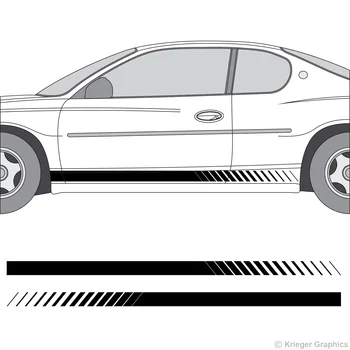 

For 2Pcs/1Pair Dodge Toyota Ford Chevy Monte Carlo Faded Rocker Panel Racing Stripes Vinyl Decal Kit Car styling