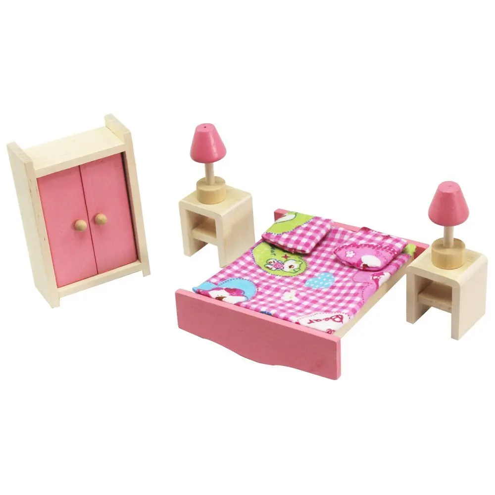 4 компл. кукольный домик Мебель Kid Игрушка Ванная комната комплект Ванная комната Детская комната Спальня Кухня Классические игрушки