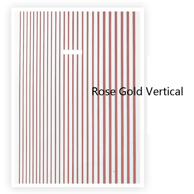 1 лист, Золотой 3D стикер для ногтей, кривая полоса, узкая линия, наклейки для ногтей, s, клейкая полоска, лента для маникюра, розовые золотистые наклейки, наклейки - Цвет: Rose Gold Vertical