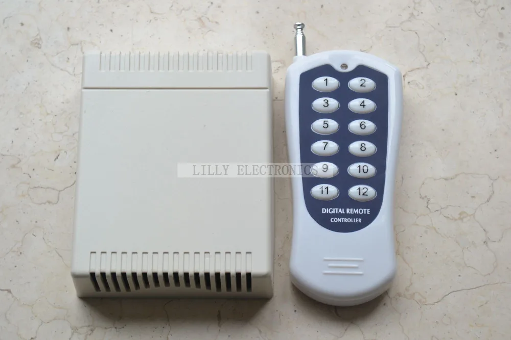 

DC12V 12 CH Receiver RF 12 Buttons Remote Control Frequency 315/433MHz