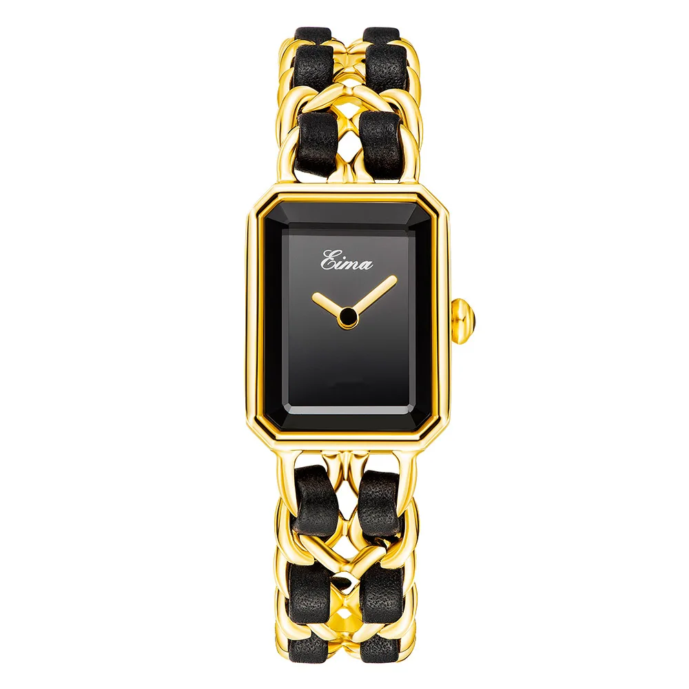 EIMA Women Fashion Casual Luxury Brand Stainless Steel Leather Bracelet Quartz Wristwatches Lady Dress Watches Feminino Relojes