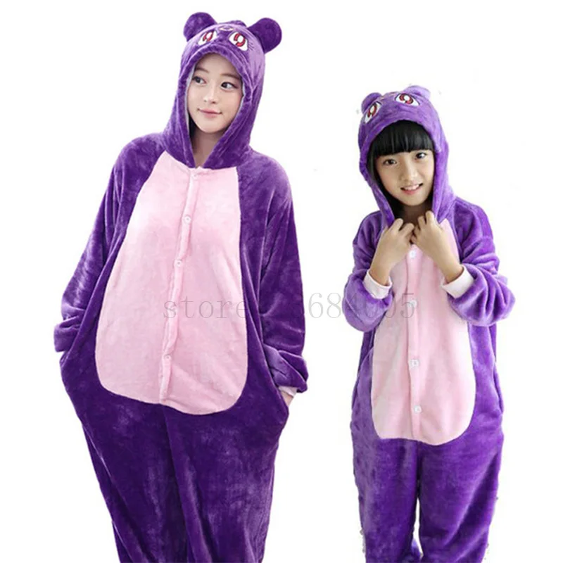 Женская пижама с единорогом; зимняя Пижама с изображением животных для женщин и взрослых; одежда для сна; милая Пижама для костюмированной вечеринки - Цвет: purple cat