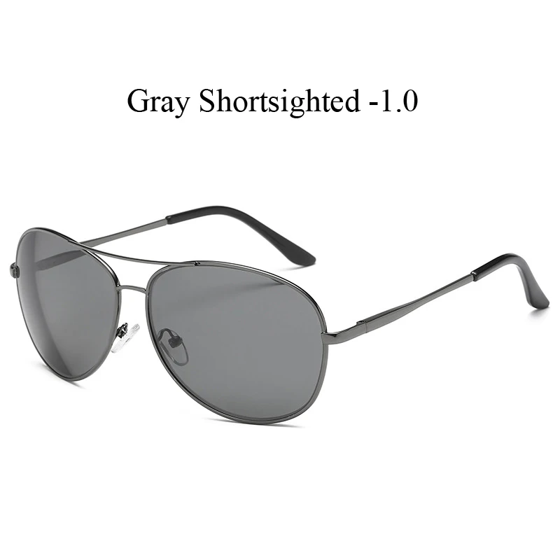 Zilead Металл пилот готовая близорукость очки и солнцезащитные очки для мужчин бизнес UV400 тени близорукие очки унисекс - Цвет оправы: gray myopia 1.0