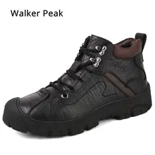 Мужские ботинки; ботильоны из натуральной кожи; дышащие мужские кожаные ботинки; обувь с высоким берцем; Уличная Повседневная мужская зимняя теплая обувь; Walkerpea