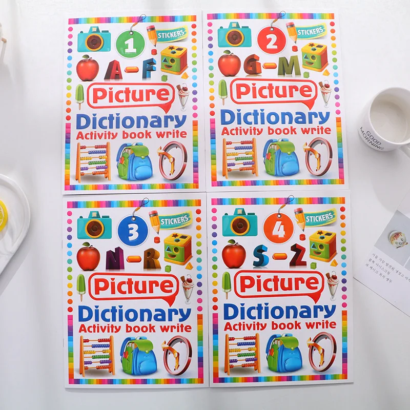 

4 books/set Puzzle early education English color sticker Children's Enlightenment Experience Cognitive Story Educational Toys