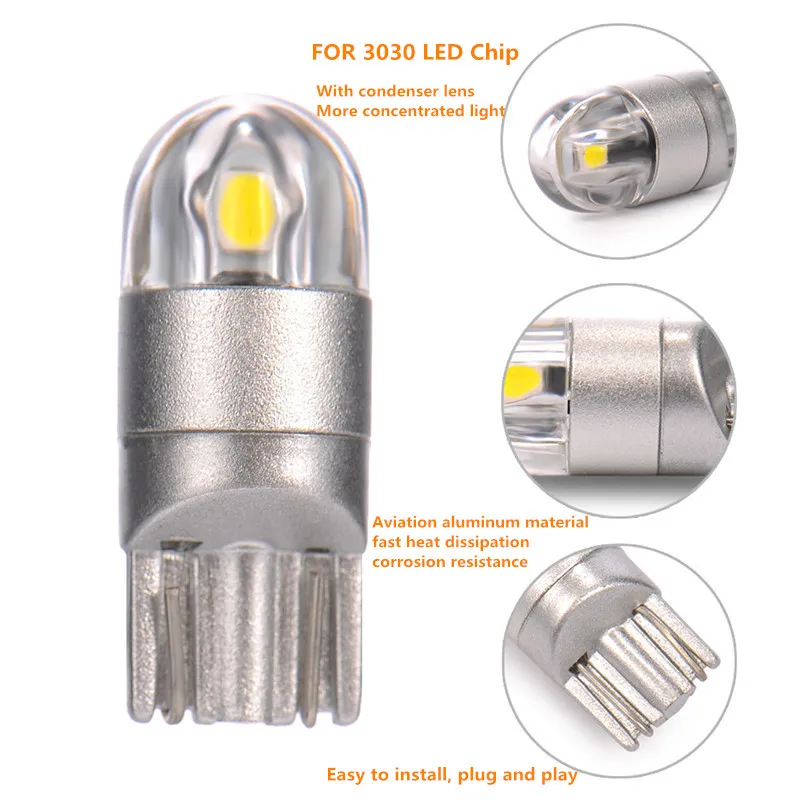 CJXMX 100 шт. T10 W5W светодиодный светильник 3030 SMD 168 194 Автомобильные фары 12 В купольные