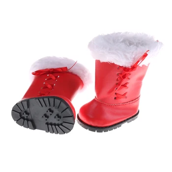 

CnaBpc 1Pair New Arrival Cute Red Boots for Girl Fashion 18 Inch Baby Doll Accessories Fashion Shoes Hot