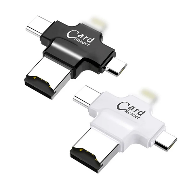 4 в 1 Тип C Micro USB, для карты памяти Reader устройство для чтения Micro-SD карт Android OTG кардридер для iphone ipad macbook