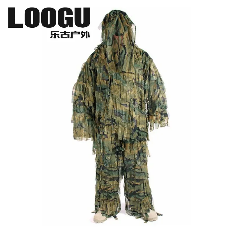 Камуфляжный костюм LOOGU армейский для охоты с 3D листом одежда снайперов|sniper
