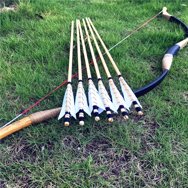

20-80lbs black bow attached snake leather wooden bow+6 arrows