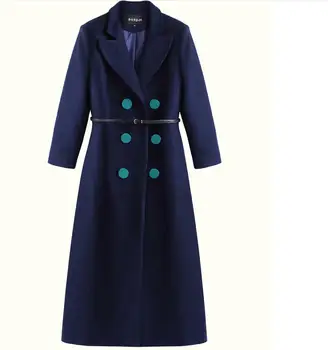 

Winter Woolen Jacket Double-Breasted Long Loose Straight slim wool coat