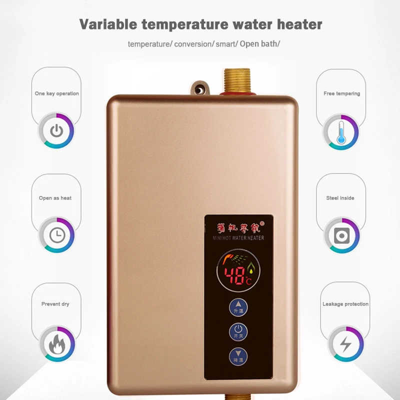 Kbxstart 5500W Electric Water Heater Kitchen Bathroom Hot Shower Water Heater Instant Intelligent Speed Hot Calentador De Agua