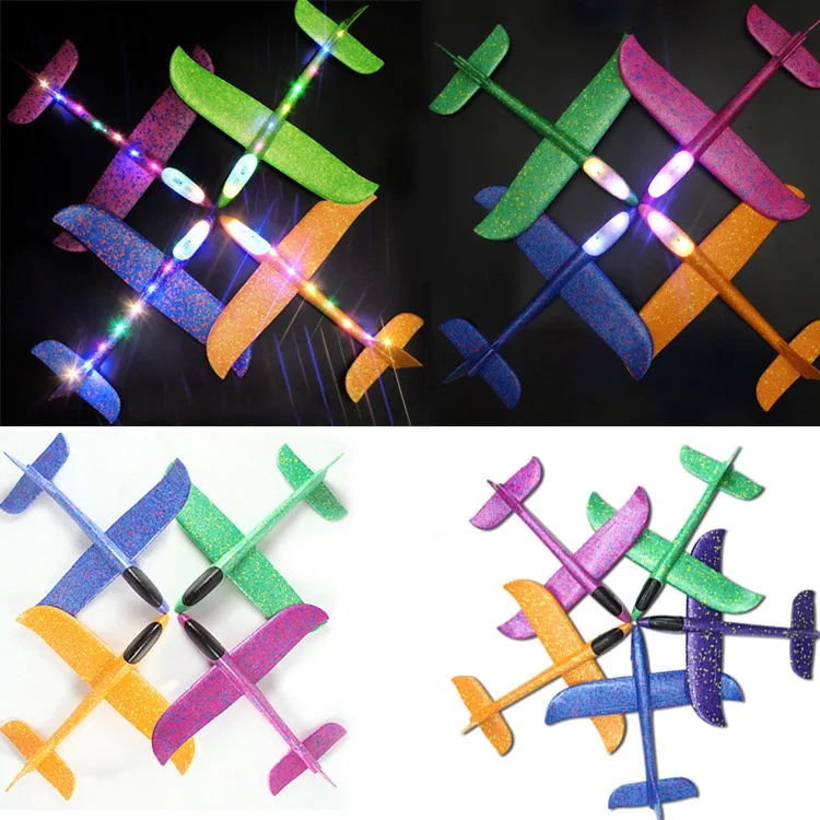 

2019 DIY Hand Throw LED Lighting up Flying Glider Plane Toys Foam Airplane Model Outdoor Games Flash Luminous Toys For Children
