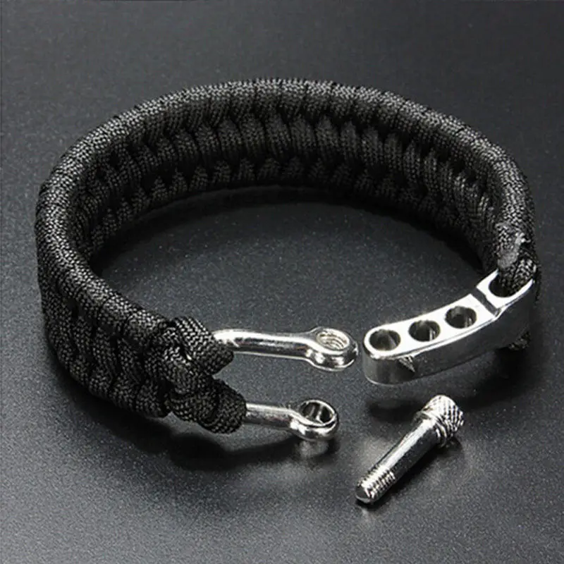 1 pc HOT Survival Rope Bracelet Camping ParaCord Rope Bracelet Steel