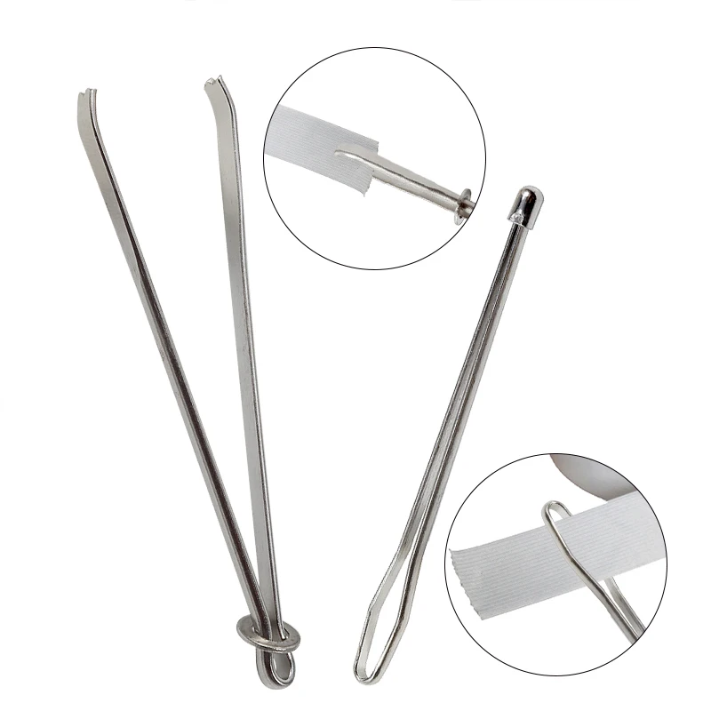 2Pcs Stainless Steel Cited Clips Elastic Belt Wearing Rope Weaving Tool Bag Wrap Rope Wearing Sewing Accessories