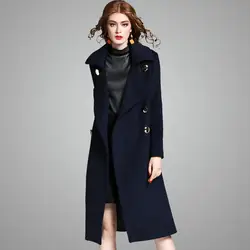 YQM Новинка 2017 бренд взлетно-посадочной полосы женские зимние шерстяные пальто наивысшего качества модные однотонные двубортный