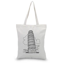 Холщовая Сумка для ежедневного использования город нарисованная на заказ Печать текстовый логотип DIY хозяйственная сумка экологическая многоразовая утилизация