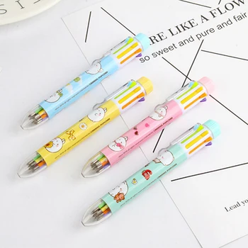 

40pcs kawaii 8 colors in 1 creative rabbit ballpoint pen multi-color school office supplies pens kids girls gift stationery bulk
